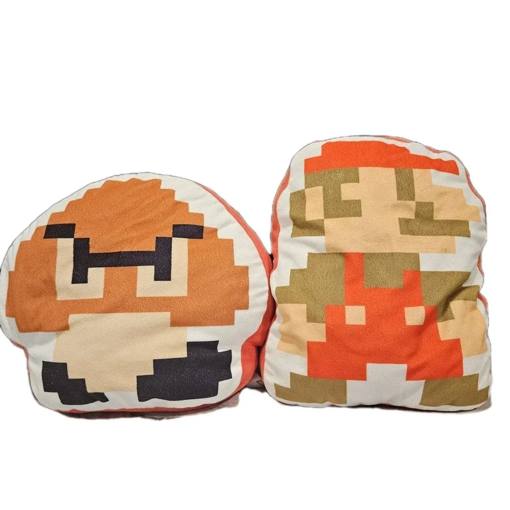 Super Mario 8-Bit Throw‎ Pillow Bundle Nintendo Kids Room Decor